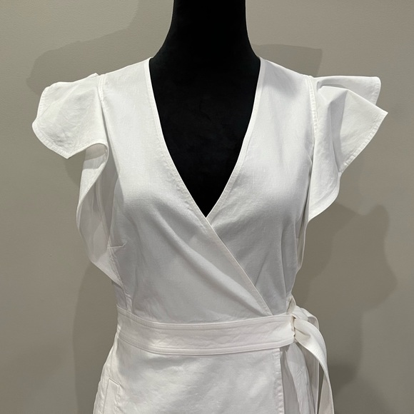 A.L.C. Wrap Flutter Sleeve Dress in White | Size 10 - Picture 5 of 9